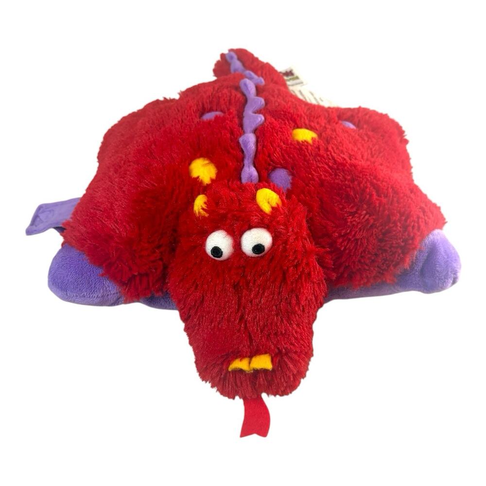 2010 Pillow Pets Pee Wees Mini 11" Red Dragon Dinosaur Stuffed Animal Toy Plush